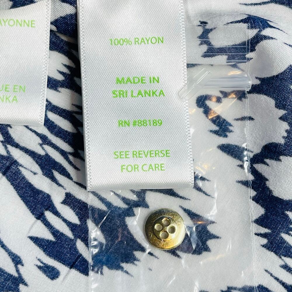 Lilly Pulitzer Sea View Peacock Button Down Shirt Size XL New White/Navy - Picture 8 of 9